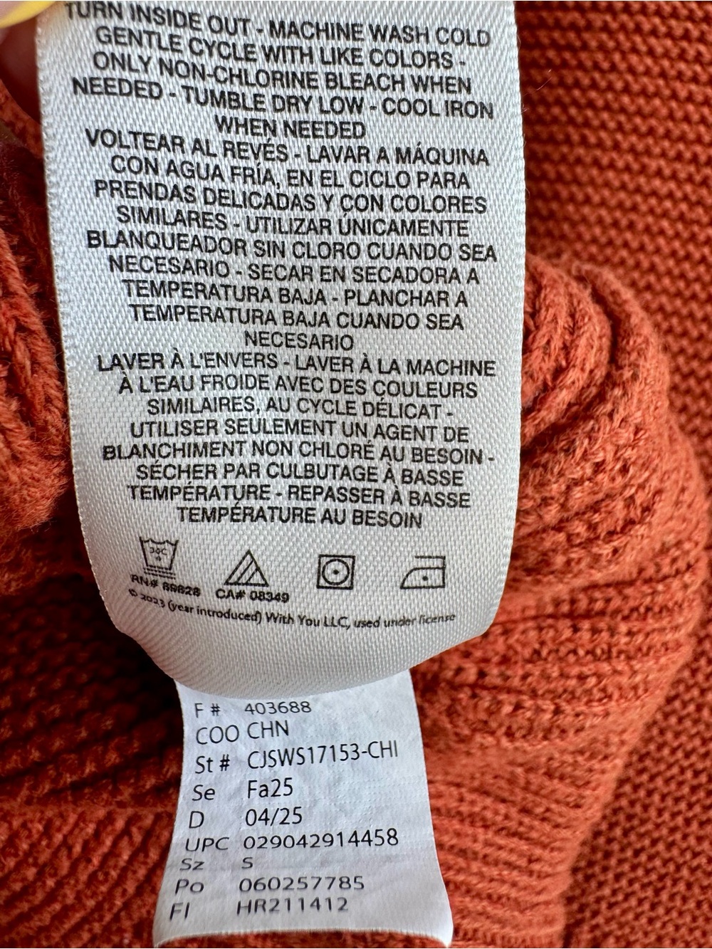 Jessica Simpson Cable Knit Ruffle Cropped Sweater Tank Rust Small S - Picture 8 of 8